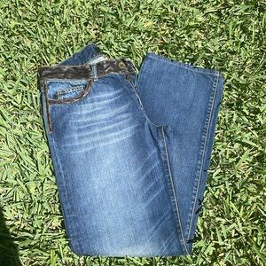 Just Cavalli Dark Brown Leather Trim Jeans